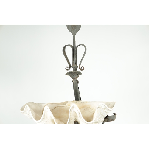 449 - AN IMPRESSIVE 19TH CENTURY SCALLOP SHELL THREE-TIER FOUNTAIN having a cast iron stand fitted with th... 