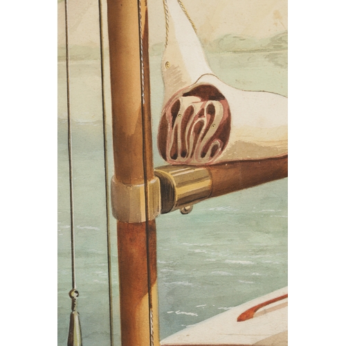 15 - A RETRO 1940S PINUP GIRL POSTER WATERCOLOUR BY B. WITTERNS of a young lady stood on a sailing boat -... 