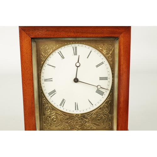 27 - A SMALL LATE 19TH CENTURY MAHOGANY MANTEL CLOCK Of rectangular form with glazed front enclosing a gi... 