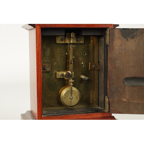 27 - A SMALL LATE 19TH CENTURY MAHOGANY MANTEL CLOCK Of rectangular form with glazed front enclosing a gi... 