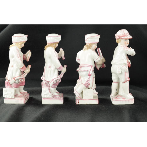 73 - A COLLECTION OF FOUR CONTINENTAL PORCELAIN FIGURES (10cm high )