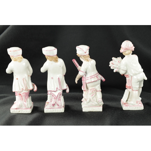 73 - A COLLECTION OF FOUR CONTINENTAL PORCELAIN FIGURES (10cm high )