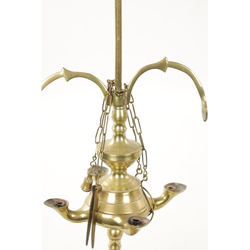 103 - A PAIR OF LATE 19TH CENTURY BRASS OIL LAMPS (48cm high)