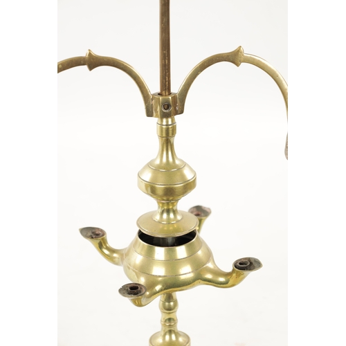 103 - A PAIR OF LATE 19TH CENTURY BRASS OIL LAMPS (48cm high)