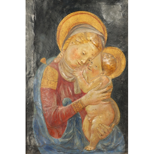 104 - A RARE EARLY ITALIAN POLYCHROME STUCCO PANEL OF MADONNA AND CHILD POSSIBLY 15TH CENTURY inscribed 't... 