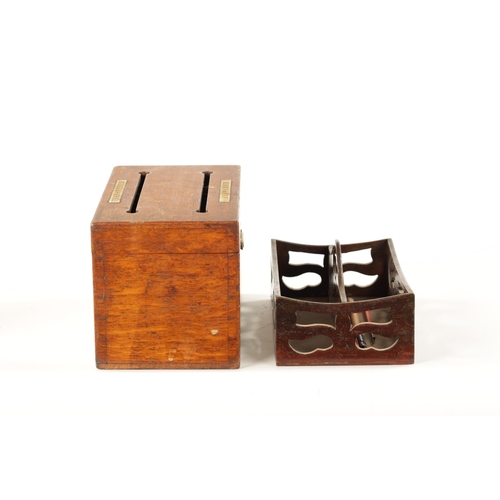 140 - A 19TH CENTURY MAHOGANY LETTER TRAY AND CORRESPONDENCE BOX 'ANSWERED ABD UNANSWERED' (box measures 2... 