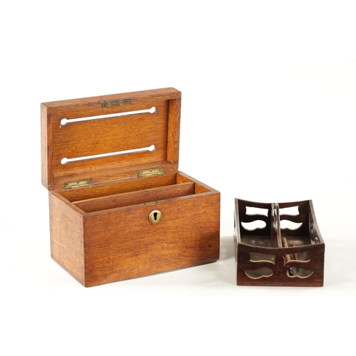 140 - A 19TH CENTURY MAHOGANY LETTER TRAY AND CORRESPONDENCE BOX 'ANSWERED ABD UNANSWERED' (box measures 2... 