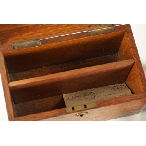 140 - A 19TH CENTURY MAHOGANY LETTER TRAY AND CORRESPONDENCE BOX 'ANSWERED ABD UNANSWERED' (box measures 2... 