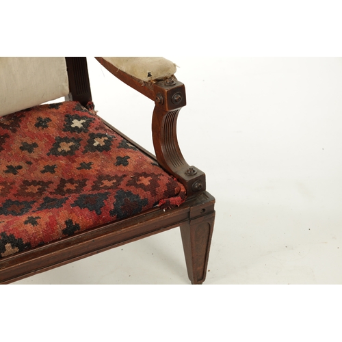 149 - A WILLIAM IV MAHOGANY UPHOLSTERED LIBRARY CHAIR IN THE MANNER OF MARSH AND TATHAM with fluted sides ... 