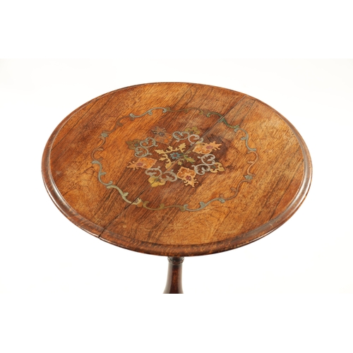 15 - A REGENCY ROSEWOOD BRASS MOUNTED CIRCULAR TOP INLAID OCCASIONAL TABLE with mixed metal floral inlaid... 