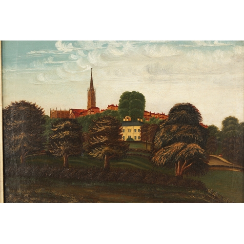 156 - WILLIAM DAVIS (1812-1873) AN ANTIQUE NIAVE OIL ON CANVAS COUNTRY LANDSCAPE (POSSIBILY ROSS ON WYE) s... 