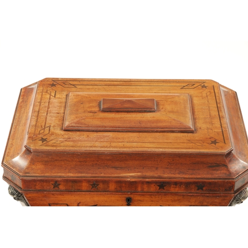 159 - A FINE REGENCY MAHOGANY EGYPTIANESQUE SARCOPHAGUS SHAPED CELLARETTE IN THE MANNER OF THOMAS HOPE wit... 