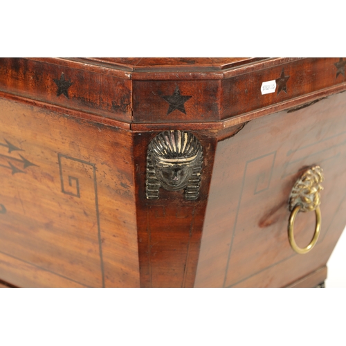 159 - A FINE REGENCY MAHOGANY EGYPTIANESQUE SARCOPHAGUS SHAPED CELLARETTE IN THE MANNER OF THOMAS HOPE wit... 