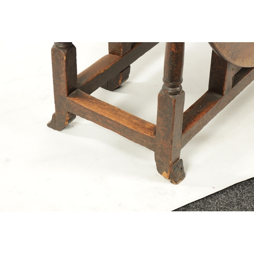 161 - A LATE 17TH CENTURY OAK GATELEG TABLE WITH BREGANZA FEET having drop down hinged sides (132cm wide 4... 