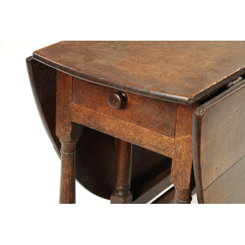 161 - A LATE 17TH CENTURY OAK GATELEG TABLE WITH BREGANZA FEET having drop down hinged sides (132cm wide 4... 