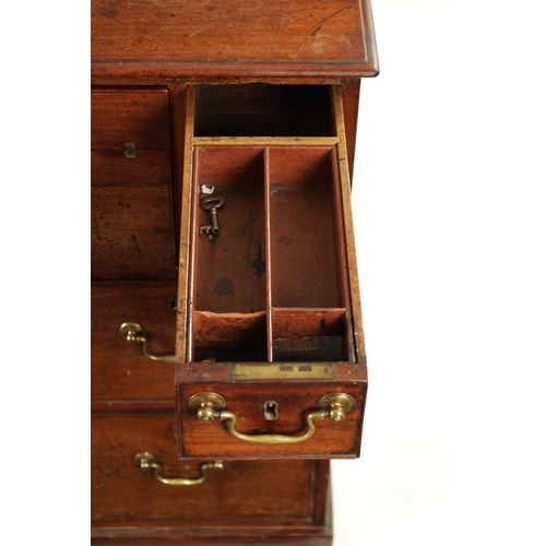 162 - A GEORGE III MAHOGANY LIBRARY DESK with fall forward top secretaire drawer having adjustable writing... 