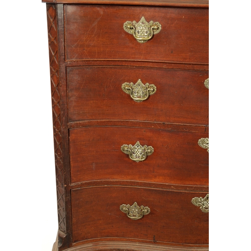 168 - A LARGE GEORGE III CHIPPENDALE PERIOD MAHOGANY COUNTRY HOUSE SERPENTINE CHEST OF DRAWERS with gradua... 