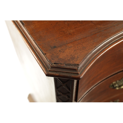 168 - A LARGE GEORGE III CHIPPENDALE PERIOD MAHOGANY COUNTRY HOUSE SERPENTINE CHEST OF DRAWERS with gradua... 