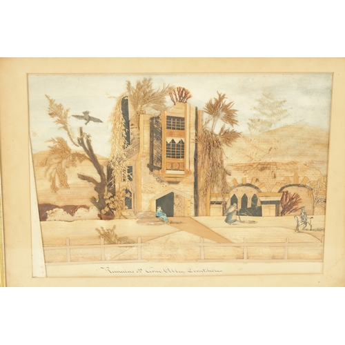 17 - AN UNUSUAL PAIR OF 19TH CENTURY FOLK ART COLLAGES INSCRIBED ‘REMAINS OF CARNE ABBEY, DORSET’ AND ‘AN... 