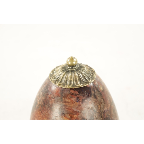 170 - A LARGE REGENCY ORMOLU MOUNTED BLUE JOHN PAPERWEIGHT/DOOR STOP of domed form with leaf cast top (17c... 