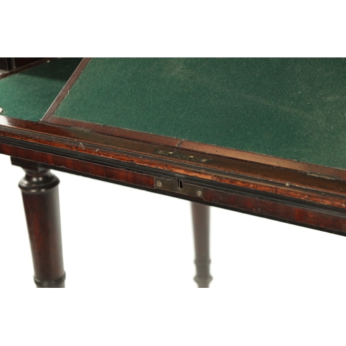 171 - A REGENCY FIGURED MAHOGANY AND EBONY STRUNG TAMBOUR FRONT CYLINDER DESK with raised top section abov... 