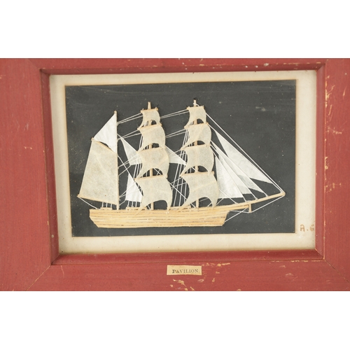 173 - A PAIR OF 19TH CENTURY 3D SAILORS PICTURES depicitng ships The Pavilion and The Darlington - initial... 