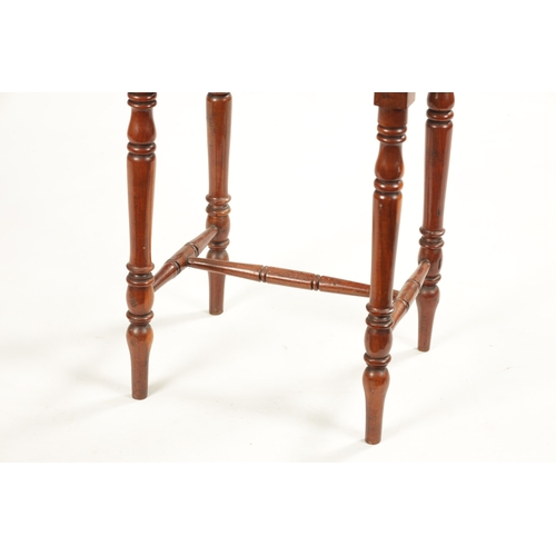 174 - A RARE REGENCY YEW WOOD SLATTED TOP STOOL with turned tapering legs (36cm wide 30cm deep 55cm high)