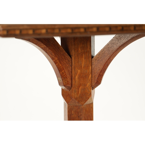 176 - AN EARLY 20TH CENTURY AESTHETIC PERIOD OCTAGONAL PUGINESQUE INLAID OAK OCCASIONAL TABLE with parquet... 