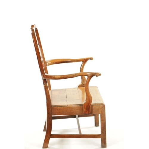 179 - A LARGE EARLY 18TH CENTURY WALNUT SPLAT BACK COUNTRY ARMCHAIR with solid seat and square moulded leg... 