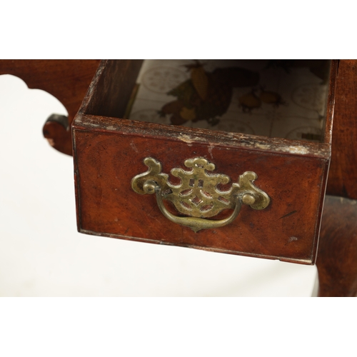 187 - A MID 18TH CENTURY MAHOGANY LOWBOY with three frieze drawers and shaped apron; raised on cabriole le... 