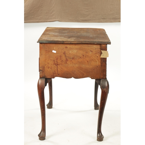 187 - A MID 18TH CENTURY MAHOGANY LOWBOY with three frieze drawers and shaped apron; raised on cabriole le... 