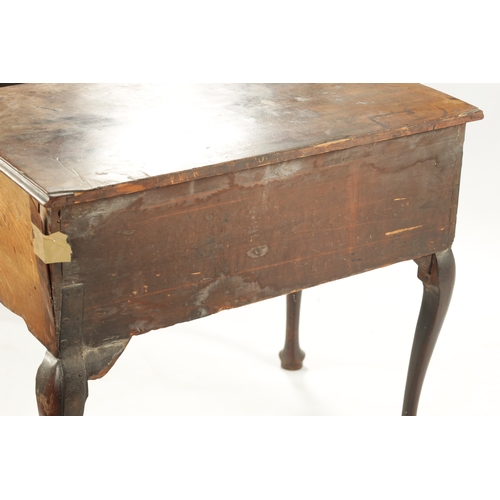 187 - A MID 18TH CENTURY MAHOGANY LOWBOY with three frieze drawers and shaped apron; raised on cabriole le... 