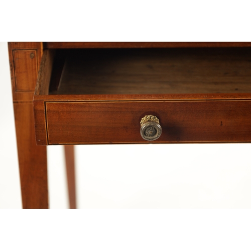 191 - A SMALL LATE 18TH CENTURY FIGURED ROSEWOOD AND TULIPWOOD BANDED BONHEUR DE JOUR the cupboarded top a... 