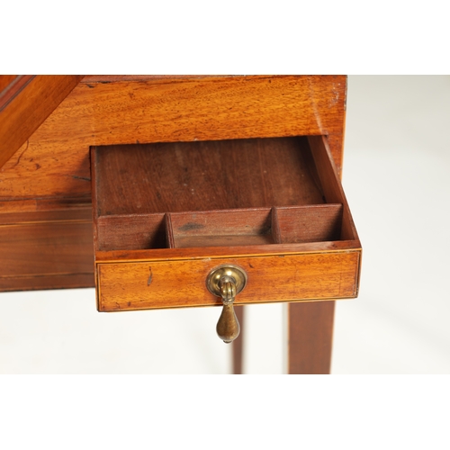 191 - A SMALL LATE 18TH CENTURY FIGURED ROSEWOOD AND TULIPWOOD BANDED BONHEUR DE JOUR the cupboarded top a... 