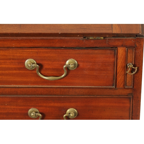 193 - A SMALL EARLY GEORGE III MAHOGANY BUREAU BOOKCASE with bevelled mirror top flanked by inlaid side pa... 