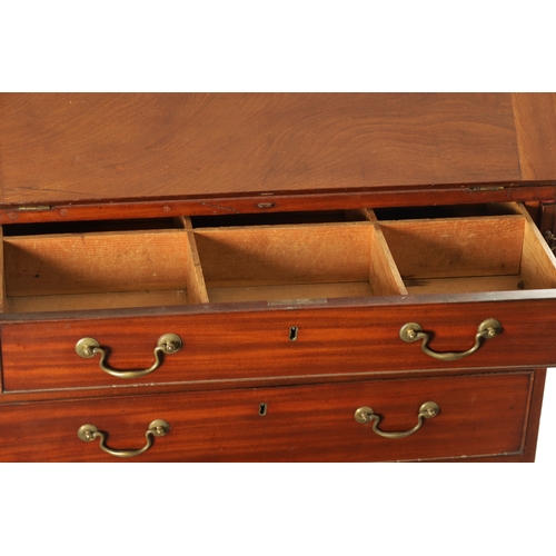 193 - A SMALL EARLY GEORGE III MAHOGANY BUREAU BOOKCASE with bevelled mirror top flanked by inlaid side pa... 