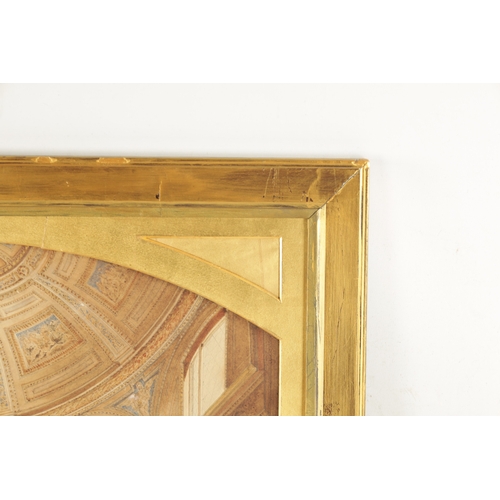 194 - A 19TH CENTURY WATERCOLOUR BY GOODCHILD OF A SCULPTURE GALLERY - in gothic style gilt frame (46cm hi... 