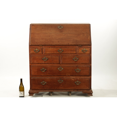 196 - AN EARLY 18TH CENTURY COLONIAL PADOUK WOOD BUREAU with unusual drawer configuration (94cm wide 48cm ... 