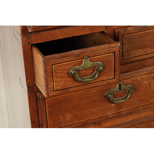 196 - AN EARLY 18TH CENTURY COLONIAL PADOUK WOOD BUREAU with unusual drawer configuration (94cm wide 48cm ... 