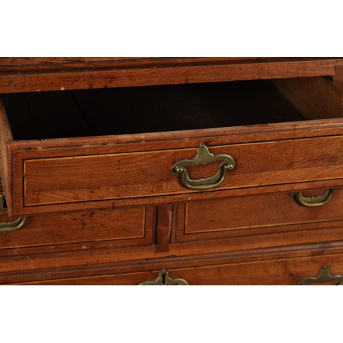 196 - AN EARLY 18TH CENTURY COLONIAL PADOUK WOOD BUREAU with unusual drawer configuration (94cm wide 48cm ... 