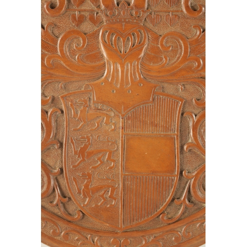 204 - A FINE CARVED BOXWOOD TREENWARE CIRCULAR HANOVERIAN COAT OF ARMS (22cm diameter)