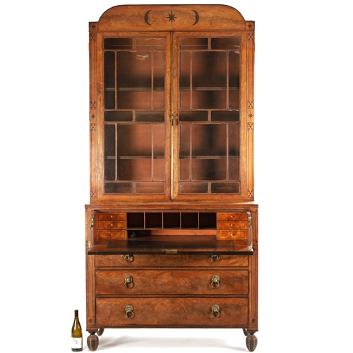 206 - A FINE REGENCY MAHOGANY SECRETAIRE BOOKCASE IN THE MANNER OF GEORGE SMITH with ebony inlays having a... 