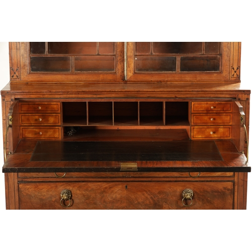 206 - A FINE REGENCY MAHOGANY SECRETAIRE BOOKCASE IN THE MANNER OF GEORGE SMITH with ebony inlays having a... 