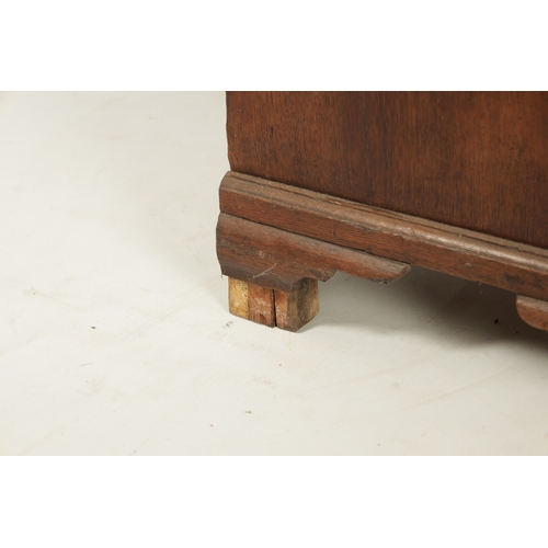 207 - AN 18TH CENTURY COUNTRY HOUSE OAK CHEST OF DRAWERS with brushing slide, fluted canted corners and th... 