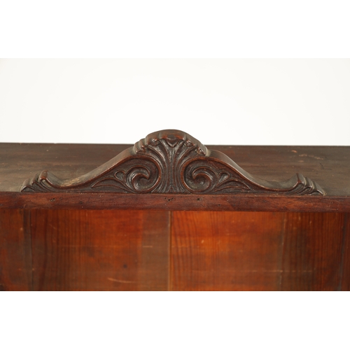 211 - A SMALL REGENCY SIMULATED MAHOGANY STEPPED OPEN BOOKCASE with scrollwork brackets; raised on claw fe... 