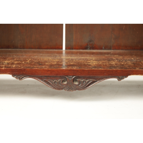 211 - A SMALL REGENCY SIMULATED MAHOGANY STEPPED OPEN BOOKCASE with scrollwork brackets; raised on claw fe... 