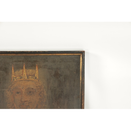 220 - A 19TH CENTURY QUEENS HEAD TAVERN SIGN (95cm high 67cm wide)