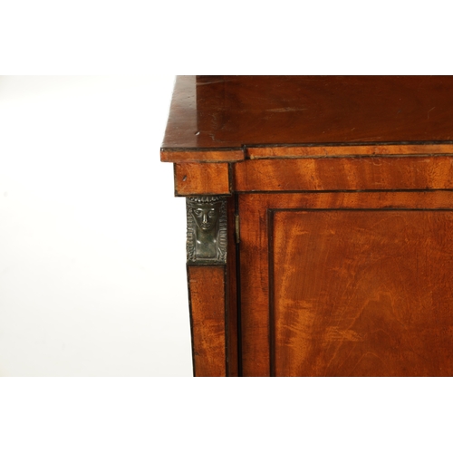 222 - A REGENCY EGYPTIAN REVIVAL MAHOGANY CHIFFONIER OF SMALL SIZE with scrolled and brass work super-stru... 