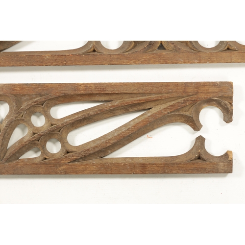 234 - TWO PIECES OF CARVED OAK GOTHIC TRELIS WORK (84cm and 131cm long)