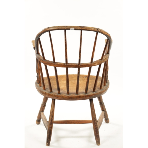 235 - A 19TH CENTURY AMERICAN PRIMITIVE STICK BACK WINDSOR CHAIR with oval seat and ring turned legs. (88c... 